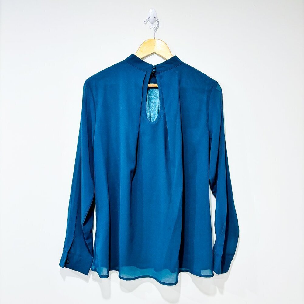 SoTeer Teal  flowing top with high neck - Picture 5 of 6